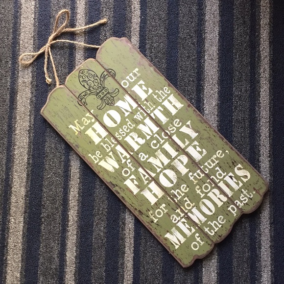 Vintage Lk Wood Sign Blessed Home Family Memories - Picture 1 of 9